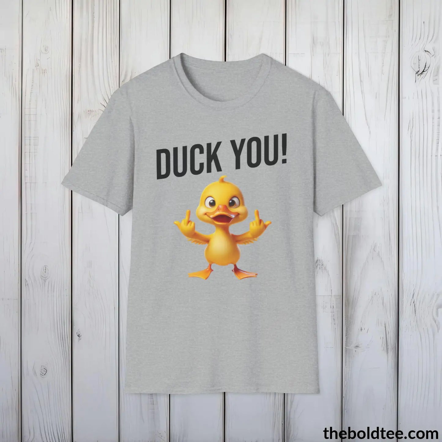 Cheeky Duck Humor Crewneck T-Shirt - Sassy, Sustainable & Soft Cotton Crewneck Tee - Funny Gift for Friends and Family - 8 Light Colors