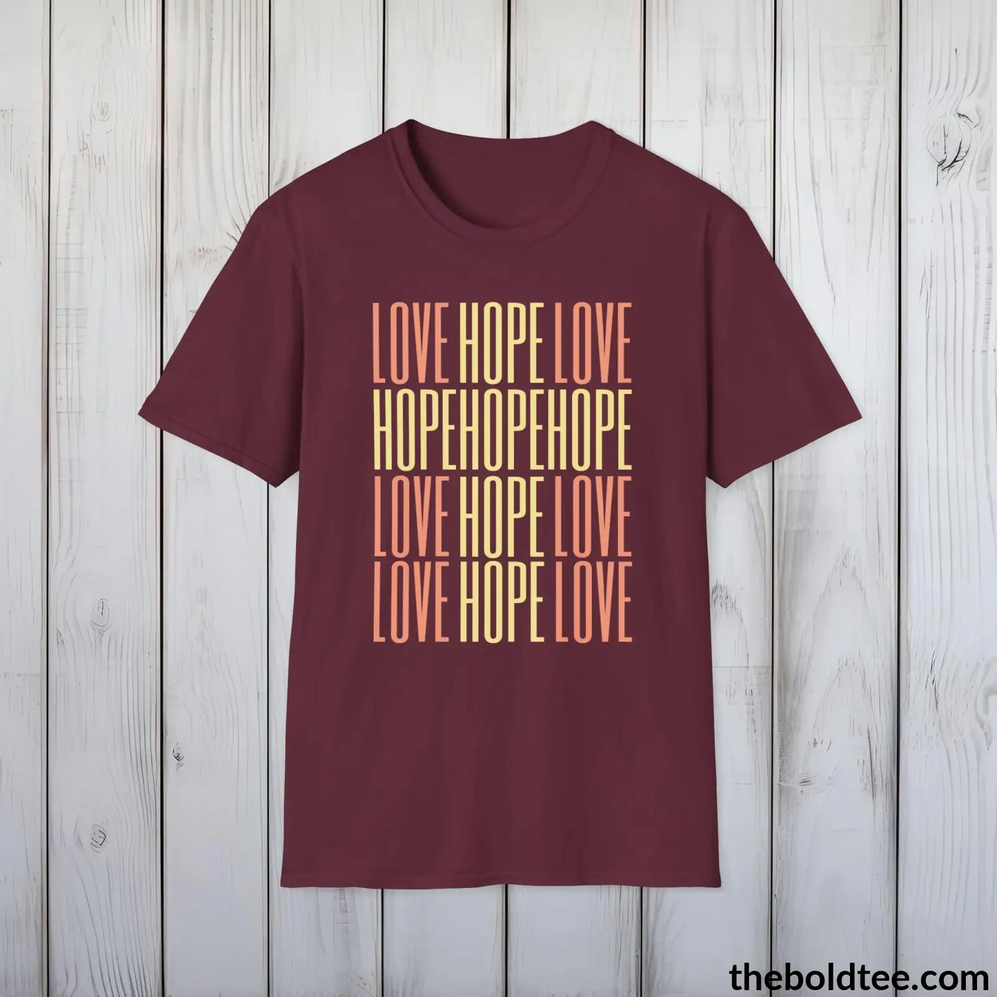 Christian Cross of Love & Hope T-Shirt - Inspirational Soft Casual Cotton Crewneck Tee - Graceful Gift for Friends and Family - 8 Colors