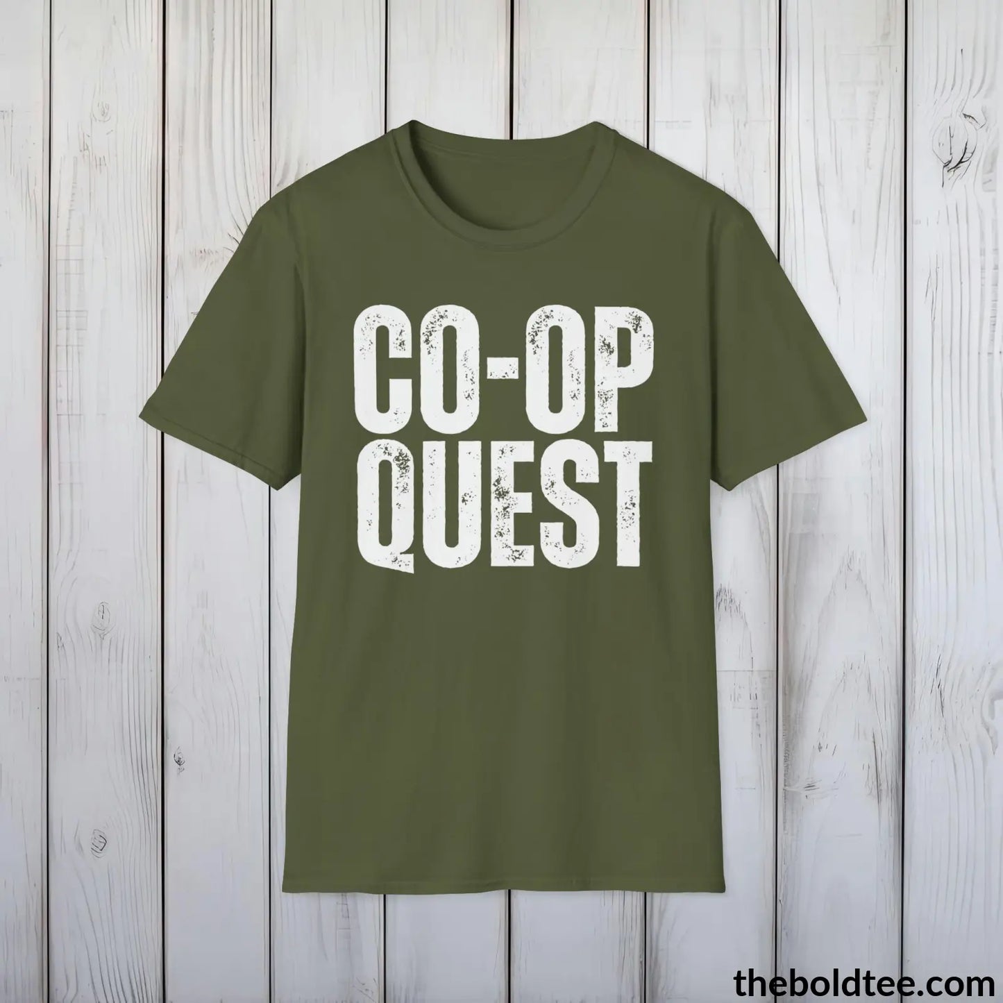 CO-OP QUEST Gamer Tee - Sustainable & Soft Cotton Crewneck Unisex T-Shirt - 9 Bold Colors