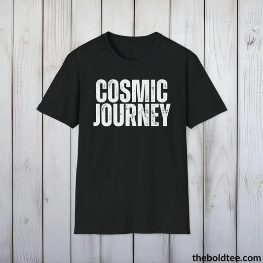 COSMIC JOURNEY Space Tee - Casual, Sustainable & Soft Cotton Crewneck Unisex T-Shirt - 9 Bold Colors