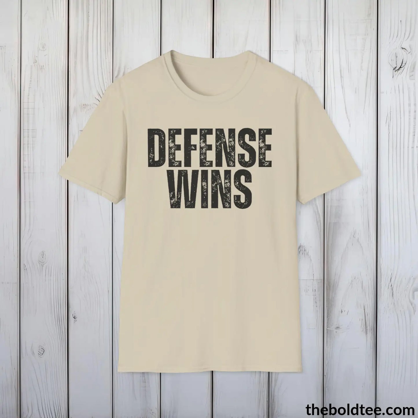 DEFENSE WINS Basketball Tee - Sustainable & Soft Cotton Crewneck Unisex T-Shirt - 9 Bold Colors