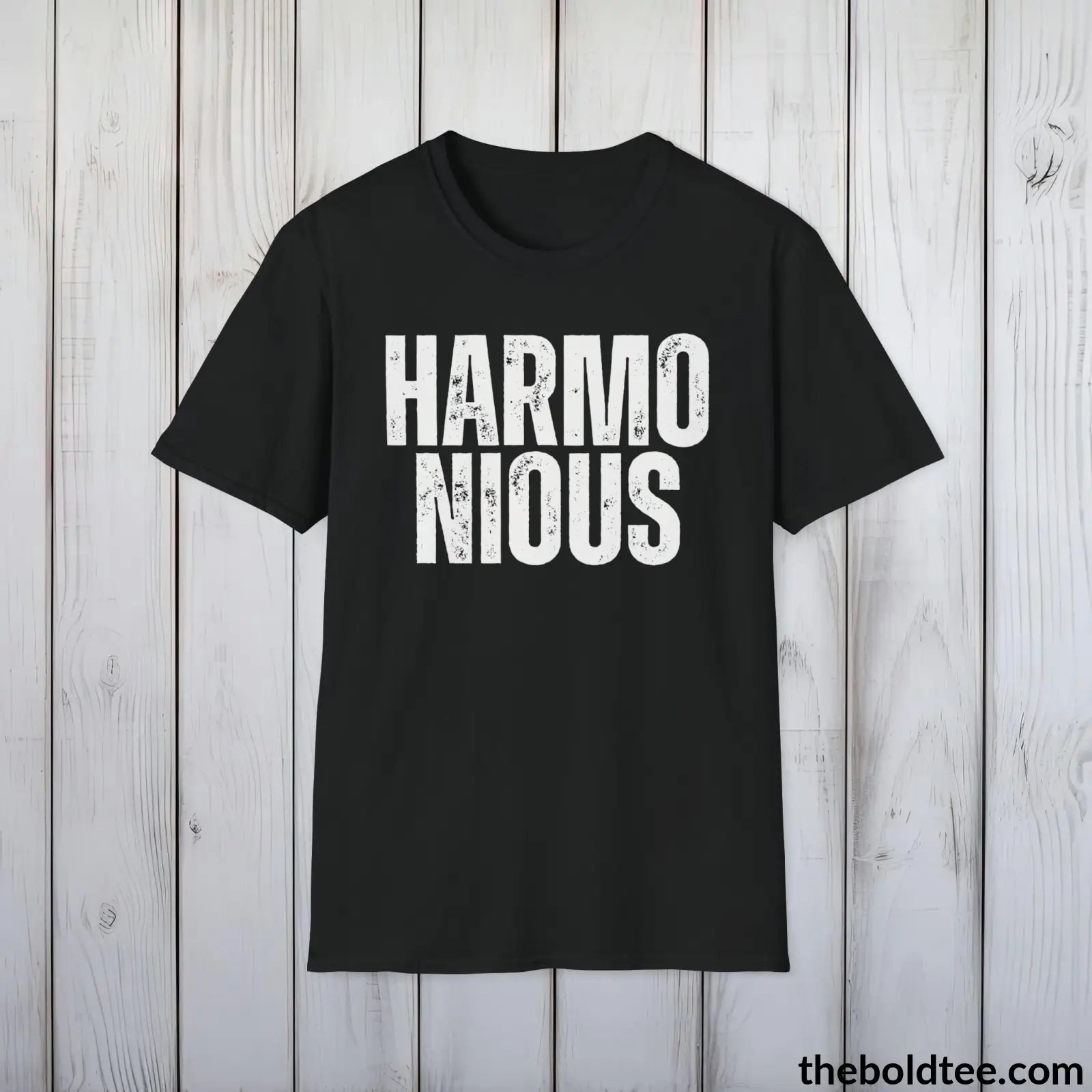 T-Shirt Black / S HARMONIOUS Tee - Casual, Sustainable & Soft Cotton Crewneck Unisex T-Shirt - 9 Bold Colors