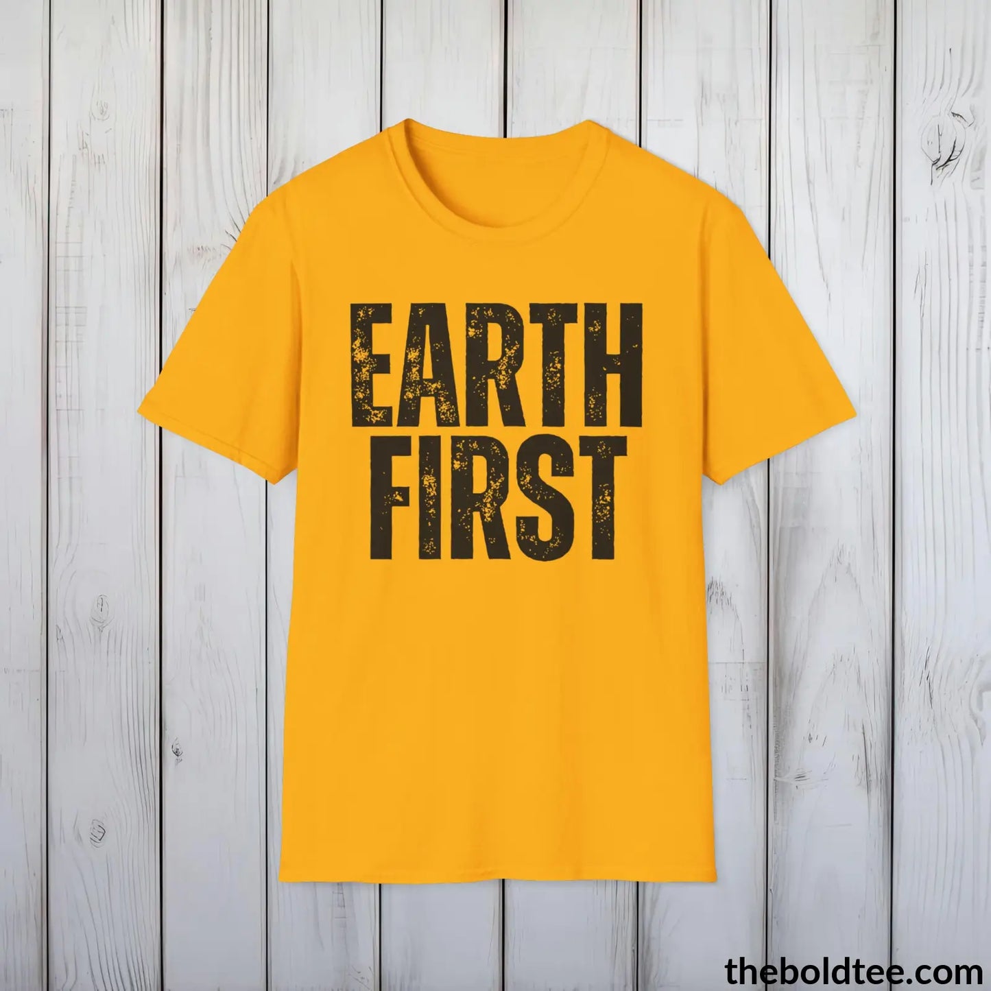 EARTH FIRTS Tee - Casual, Sustainable & Soft Cotton Crewneck Unisex T-Shirt - 9 Bold Colors