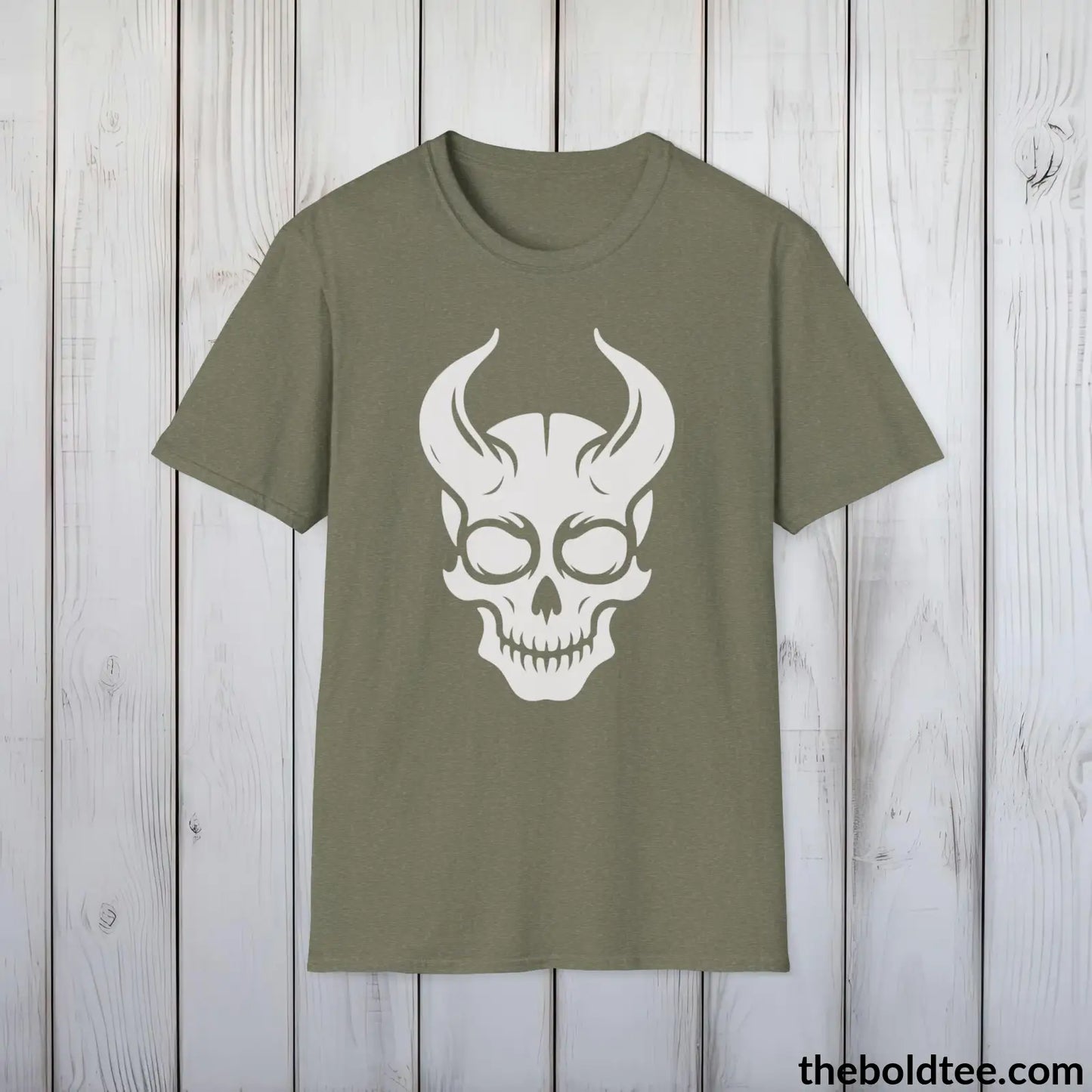 Demon Skull Tee - Casual, Sustainable & Soft Cotton Crewneck Unisex T-Shirt - in 9 Bold Colors