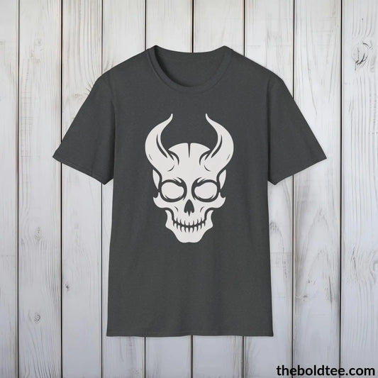 Demon Skull Tee - Casual, Sustainable & Soft Cotton Crewneck Unisex T-Shirt - in 9 Bold Colors