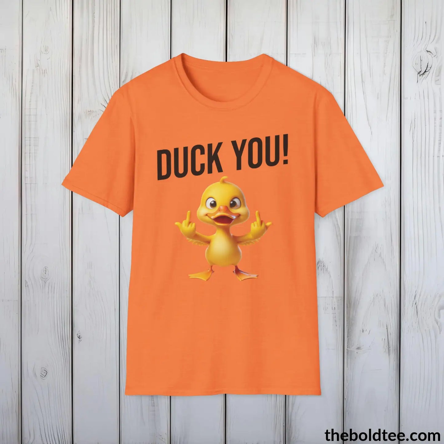 Cheeky Duck Humor Crewneck T-Shirt - Sassy, Sustainable & Soft Cotton Crewneck Tee - Funny Gift for Friends and Family - 8 Light Colors