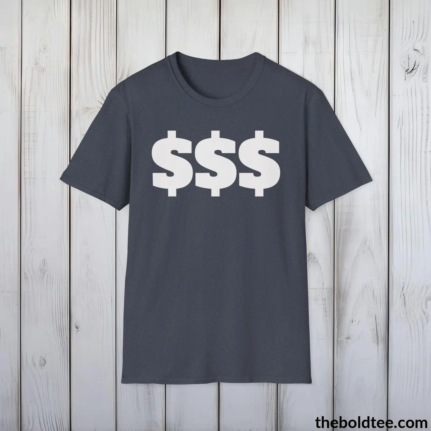 Dollar Sign Tee - Sustainable & Soft Cotton Crewneck Unisex T-Shirt - 9 Bold Colors