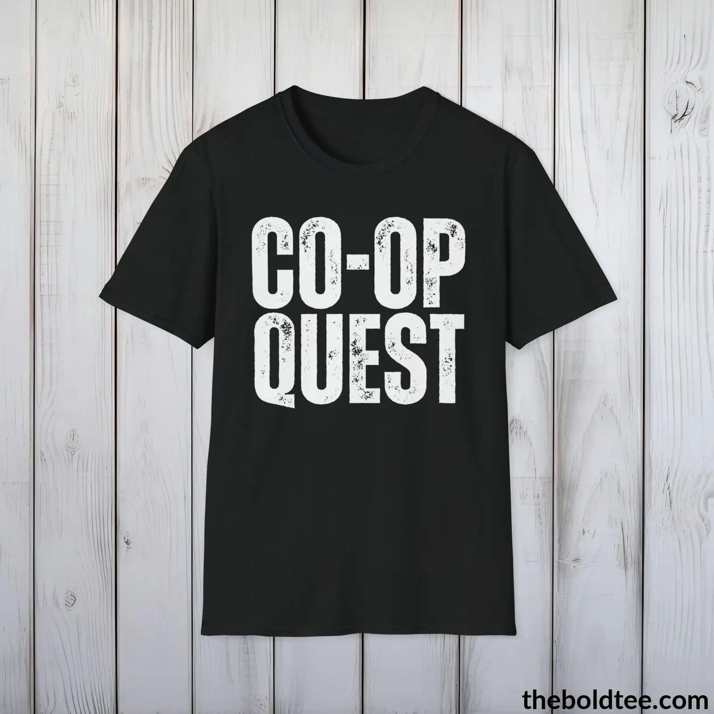 CO-OP QUEST Gamer Tee - Sustainable & Soft Cotton Crewneck Unisex T-Shirt - 9 Bold Colors