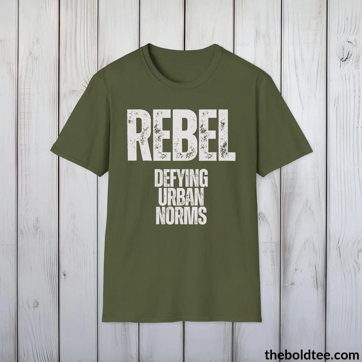 T-Shirt Military Green / S REBEL - Defying Urban Norms Tee - Bold Urbnan Cotton T-Shirt - 9 Epic Colors Available