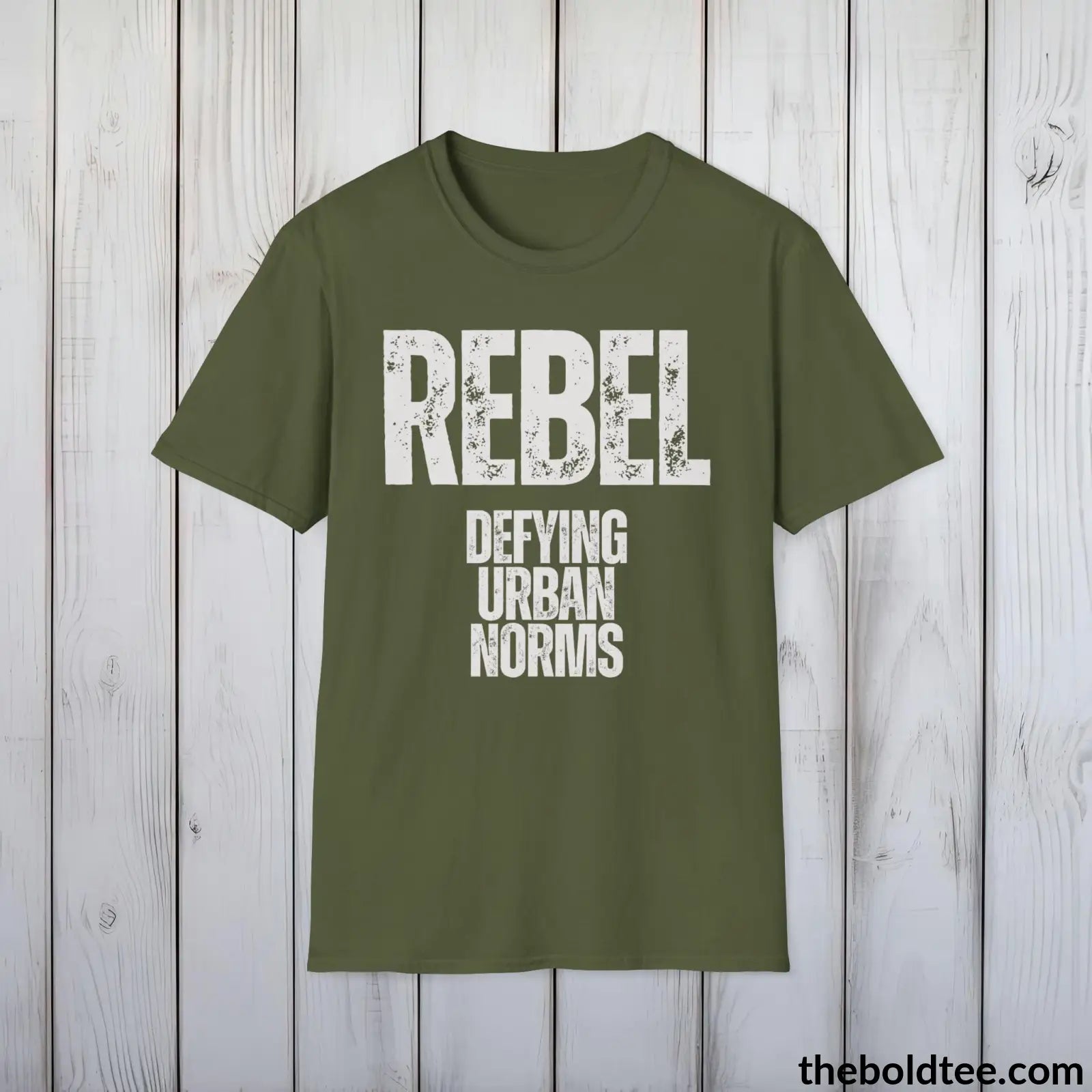 T-Shirt Military Green / S REBEL - Defying Urban Norms Tee - Bold Urbnan Cotton T-Shirt - 9 Epic Colors Available