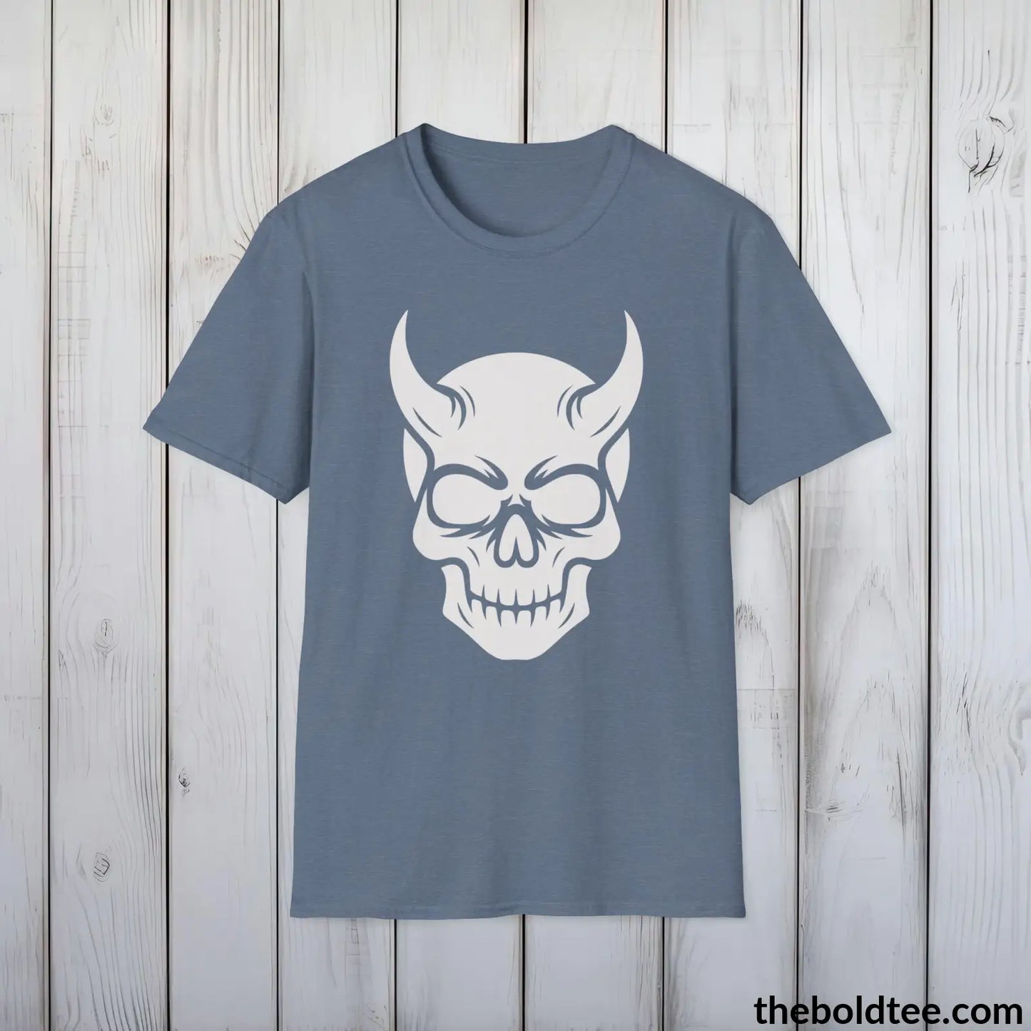 Demon Skull Tee - Casual, Sustainable & Soft Cotton Crewneck Unisex T-Shirt - in 9 Bold Colors