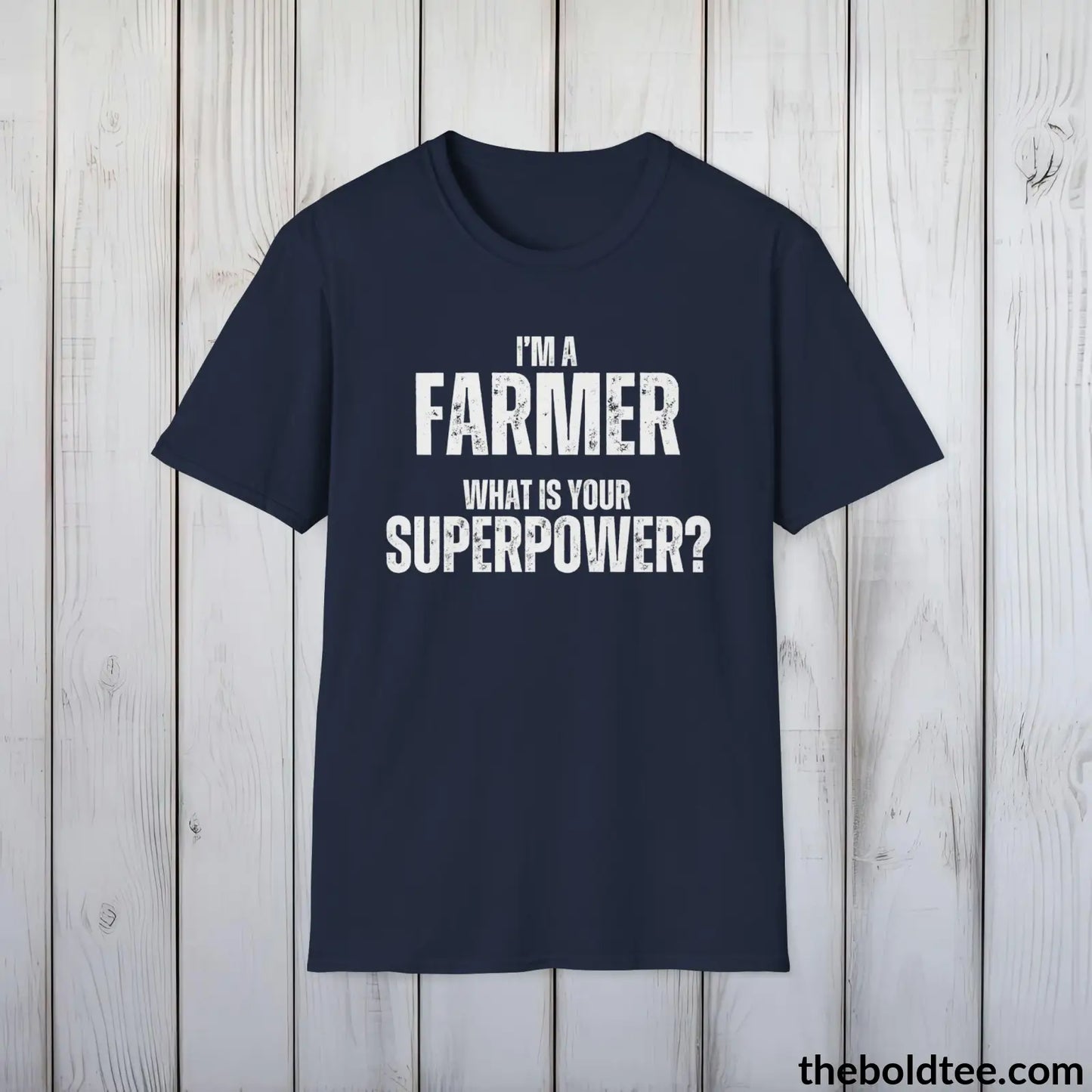 FARMER Superpower Tee - Casual, Sustainable & Soft Cotton Crewneck Unisex T-Shirt - in 9 Bold Colors