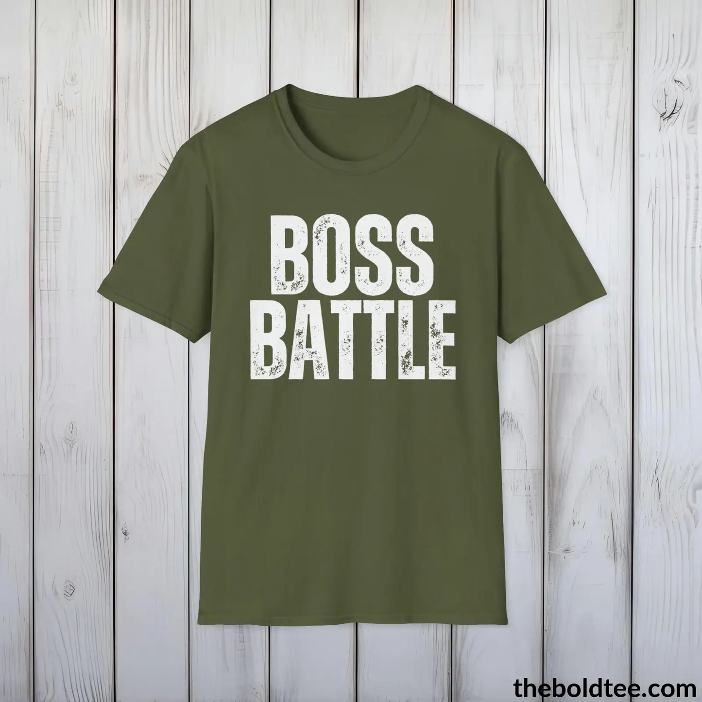 BOSS BATTLE Gamer Tee - Sustainable & Soft Cotton Crewneck Unisex T-Shirt - 9 Bold Colors