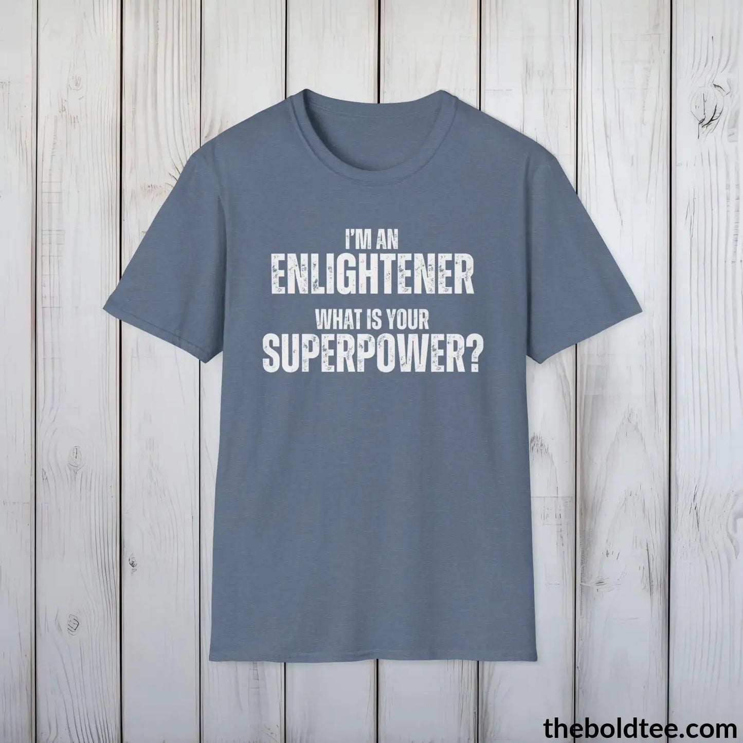 ENLIGHTENER Superpower Tee - Casual, Sustainable & Soft Cotton Crewneck Unisex T-Shirt - in 9 Bold Colors