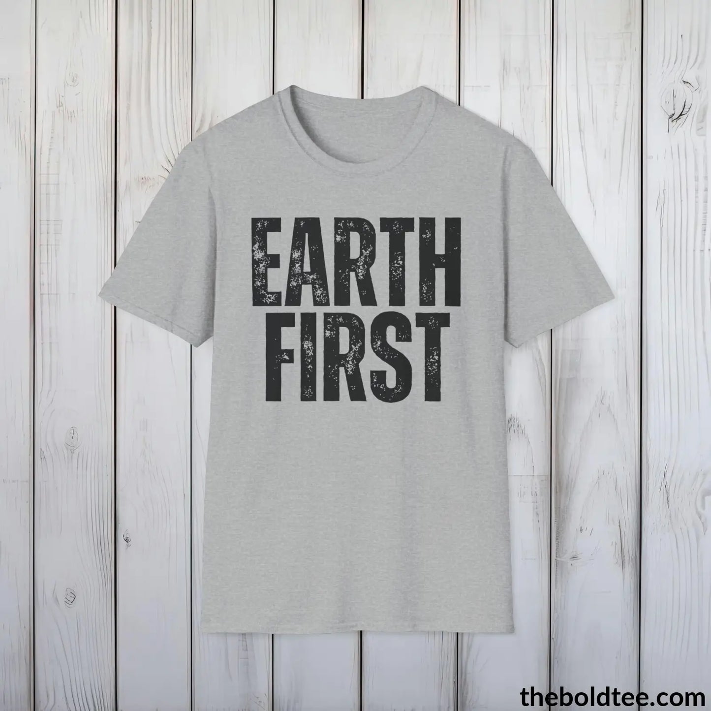 EARTH FIRTS Tee - Casual, Sustainable & Soft Cotton Crewneck Unisex T-Shirt - 9 Bold Colors