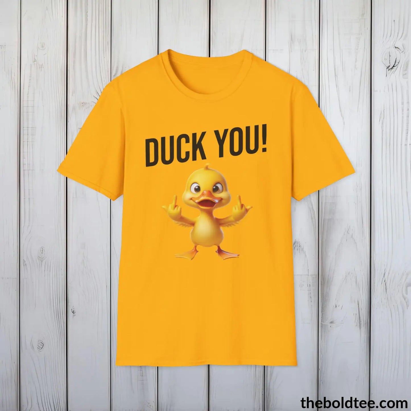 Cheeky Duck Humor Crewneck T-Shirt - Sassy, Sustainable & Soft Cotton Crewneck Tee - Funny Gift for Friends and Family - 8 Light Colors