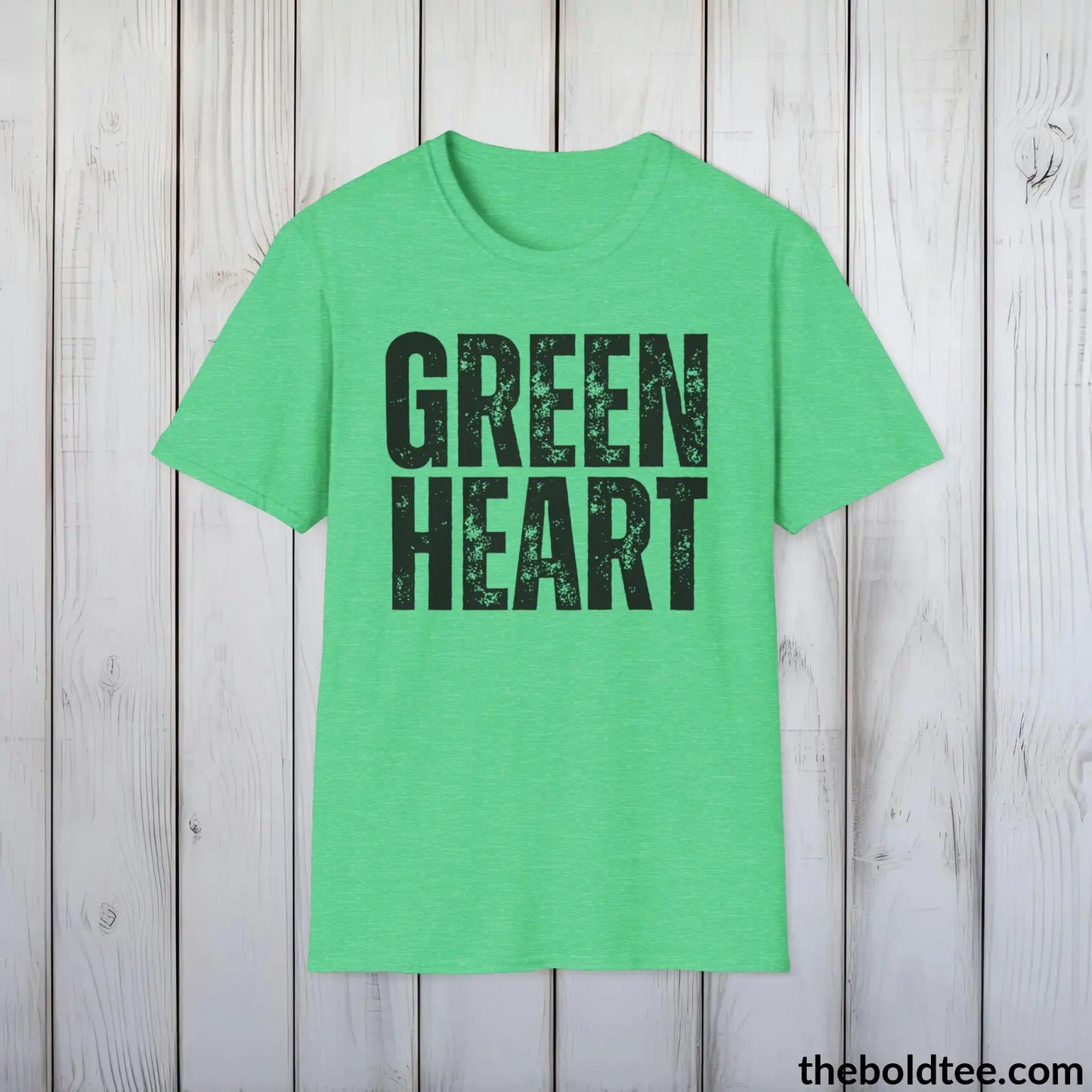 GREEN HEART Tee - Casual, Sustainable & Soft Cotton Crewneck Unisex T-Shirt - 9 Bold Colors