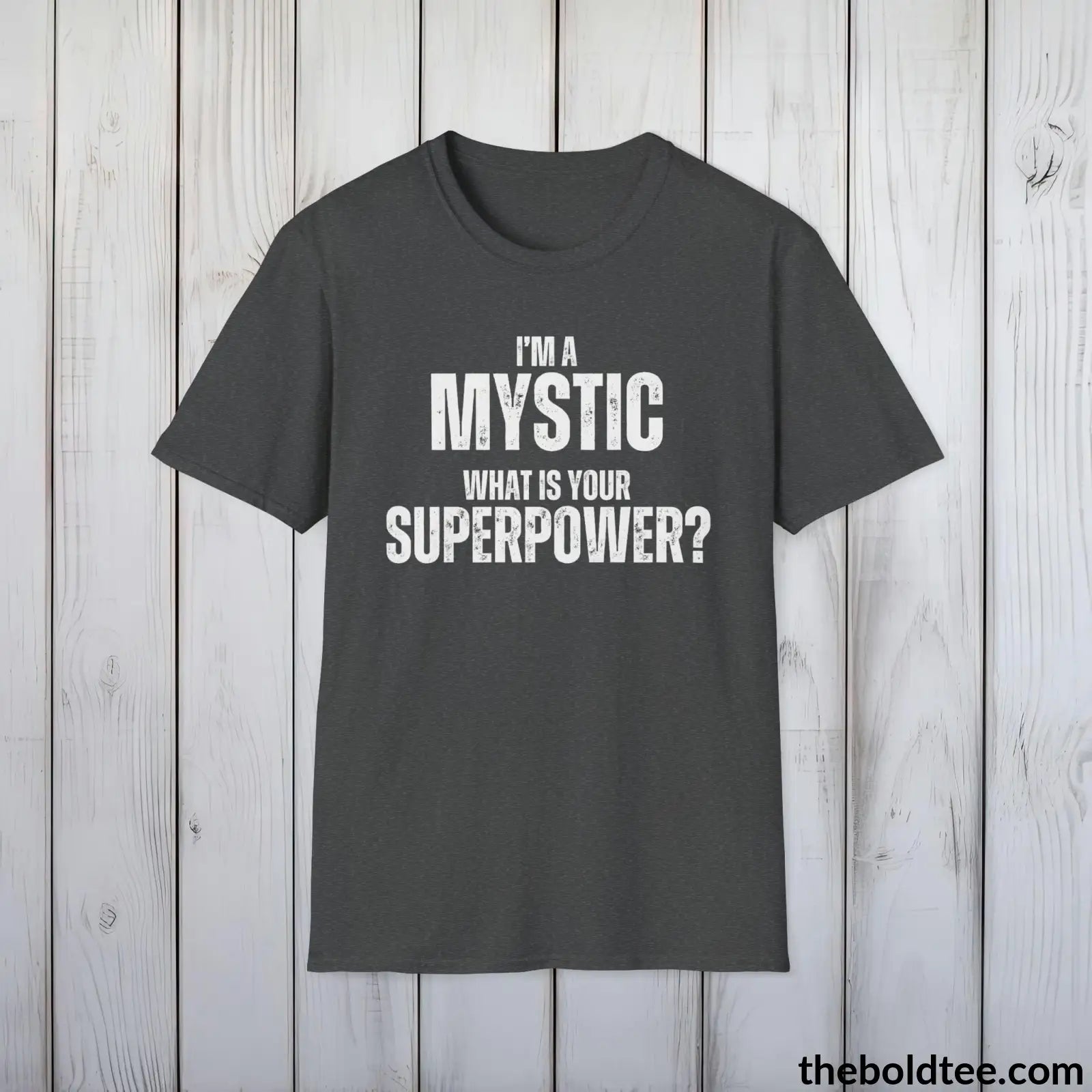 T-Shirt Dark Heather / S MYSTIC Superpower Tee - Casual, Sustainable & Soft Cotton Crewneck Unisex T-Shirt - in 9 Bold Colors