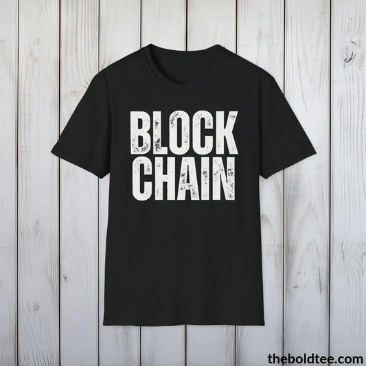 BLOCK CHAIN Cryptocurrency Tee - Sustainable & Soft Cotton Crewneck Unisex T-Shirt - 9 Bold Colors