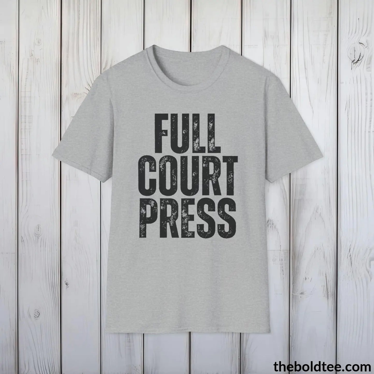 FULL COURT PRESS Basketball Tee - Sustainable & Soft Cotton Crewneck Unisex T-Shirt - 9 Bold Colors