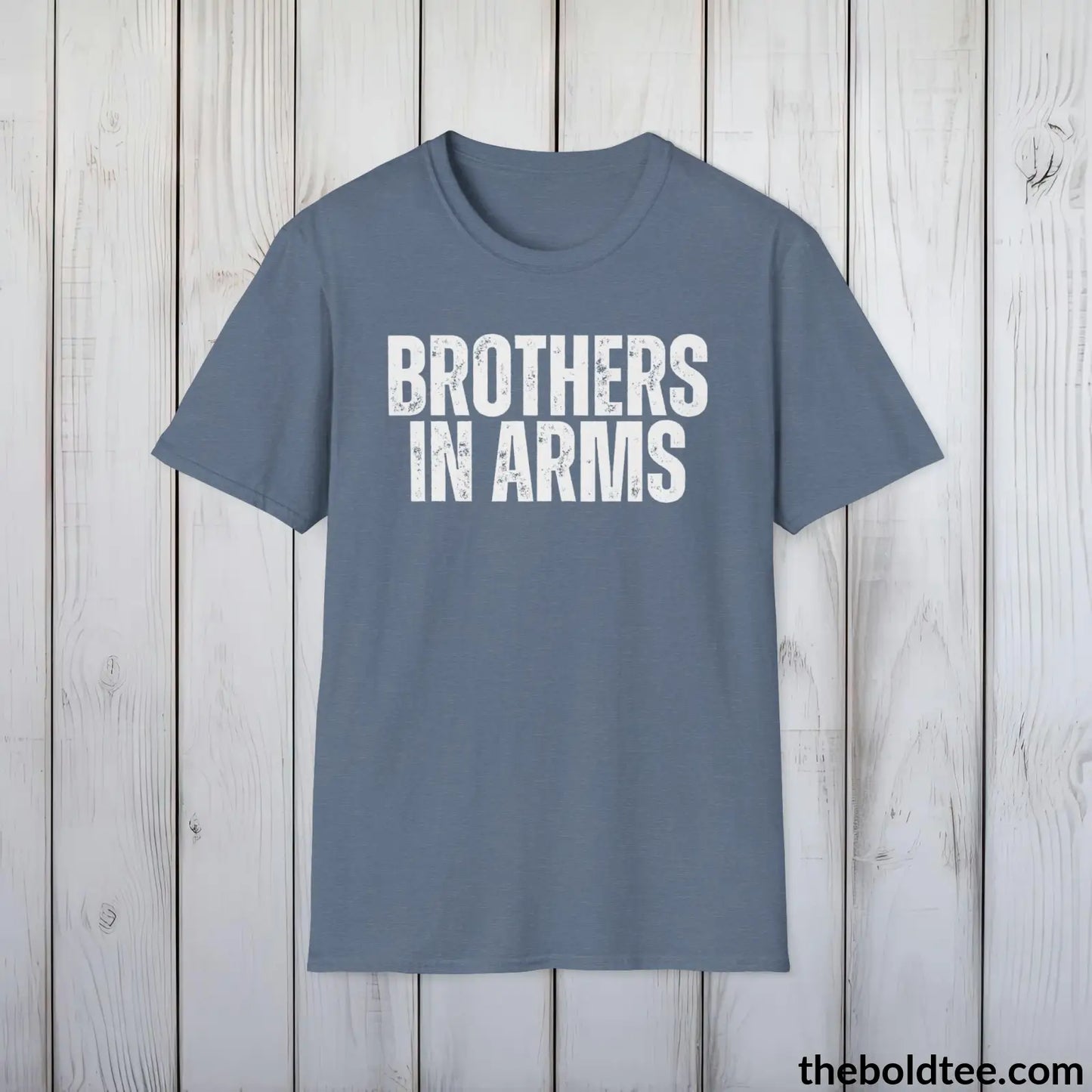 BROTHERS IN ARMS Military Tee - Strong & Versatile Cotton Crewneck T-Shirt - 9 Bold Colors