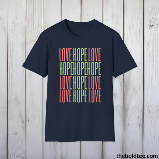 Christian Cross of Love & Hope T-Shirt - Inspirational Soft Casual Cotton Crewneck Tee - Graceful Gift for Friends and Family - 8 Colors