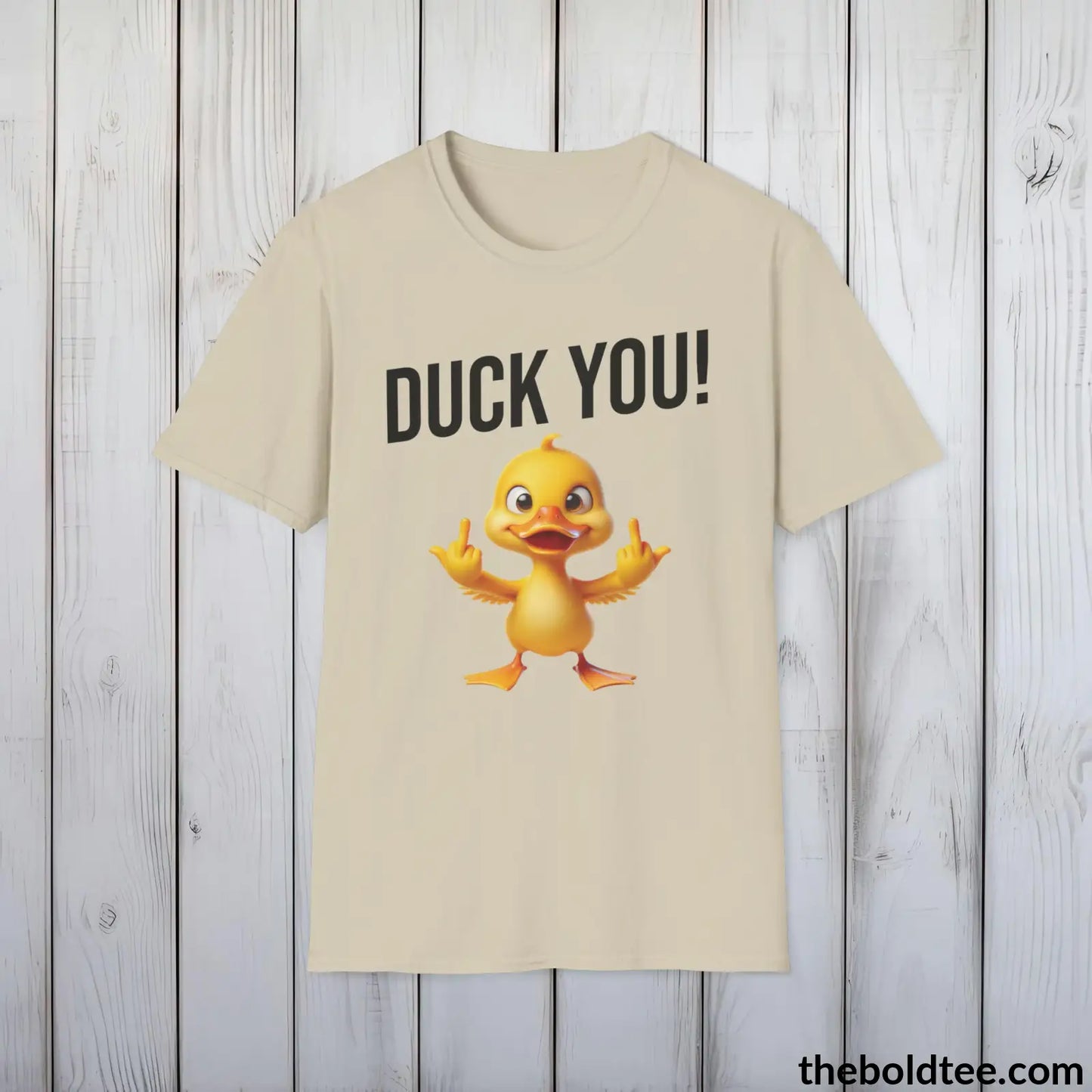 Cheeky Duck Humor Crewneck T-Shirt - Sassy, Sustainable & Soft Cotton Crewneck Tee - Funny Gift for Friends and Family - 8 Light Colors