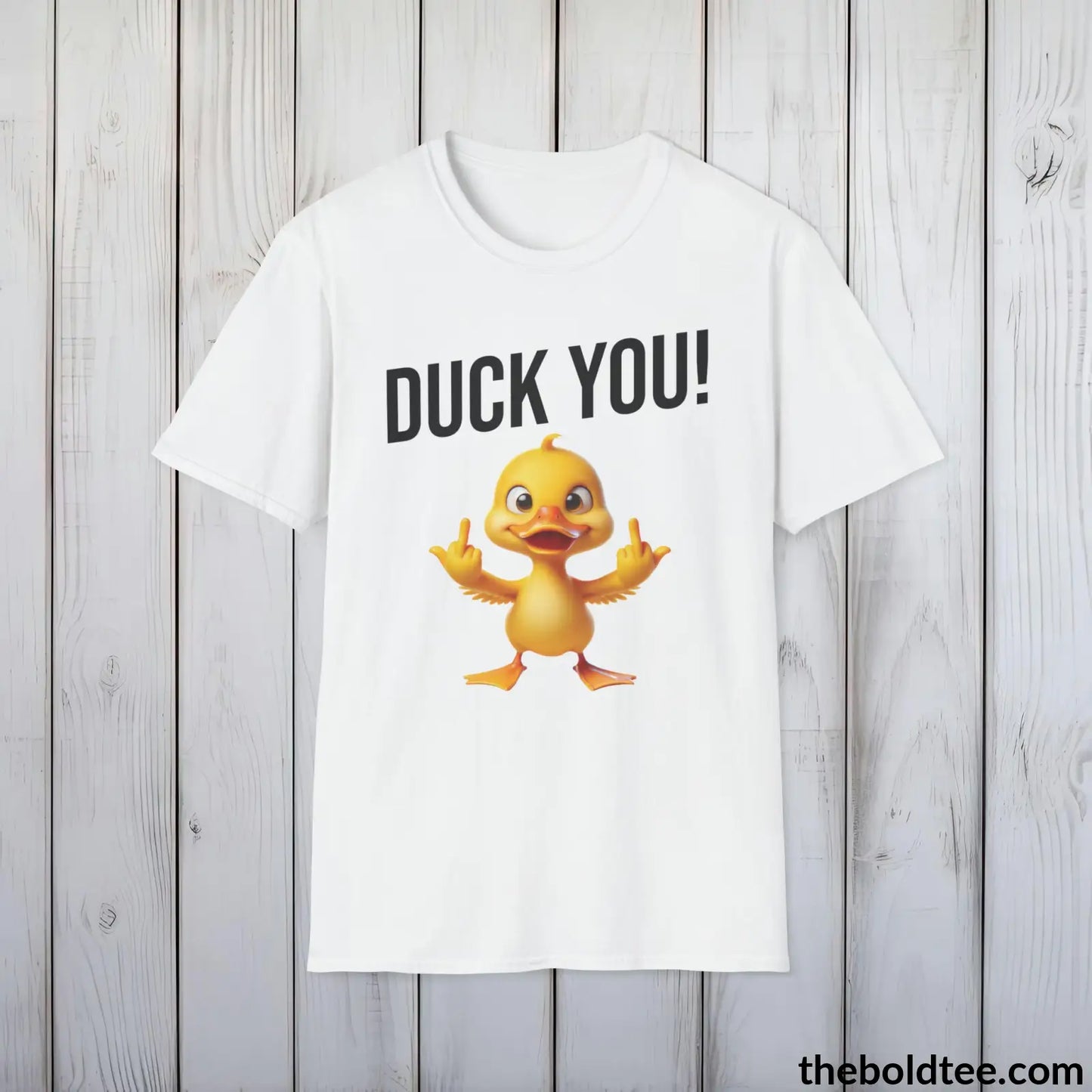 Cheeky Duck Humor Crewneck T-Shirt - Sassy, Sustainable & Soft Cotton Crewneck Tee - Funny Gift for Friends and Family - 8 Light Colors