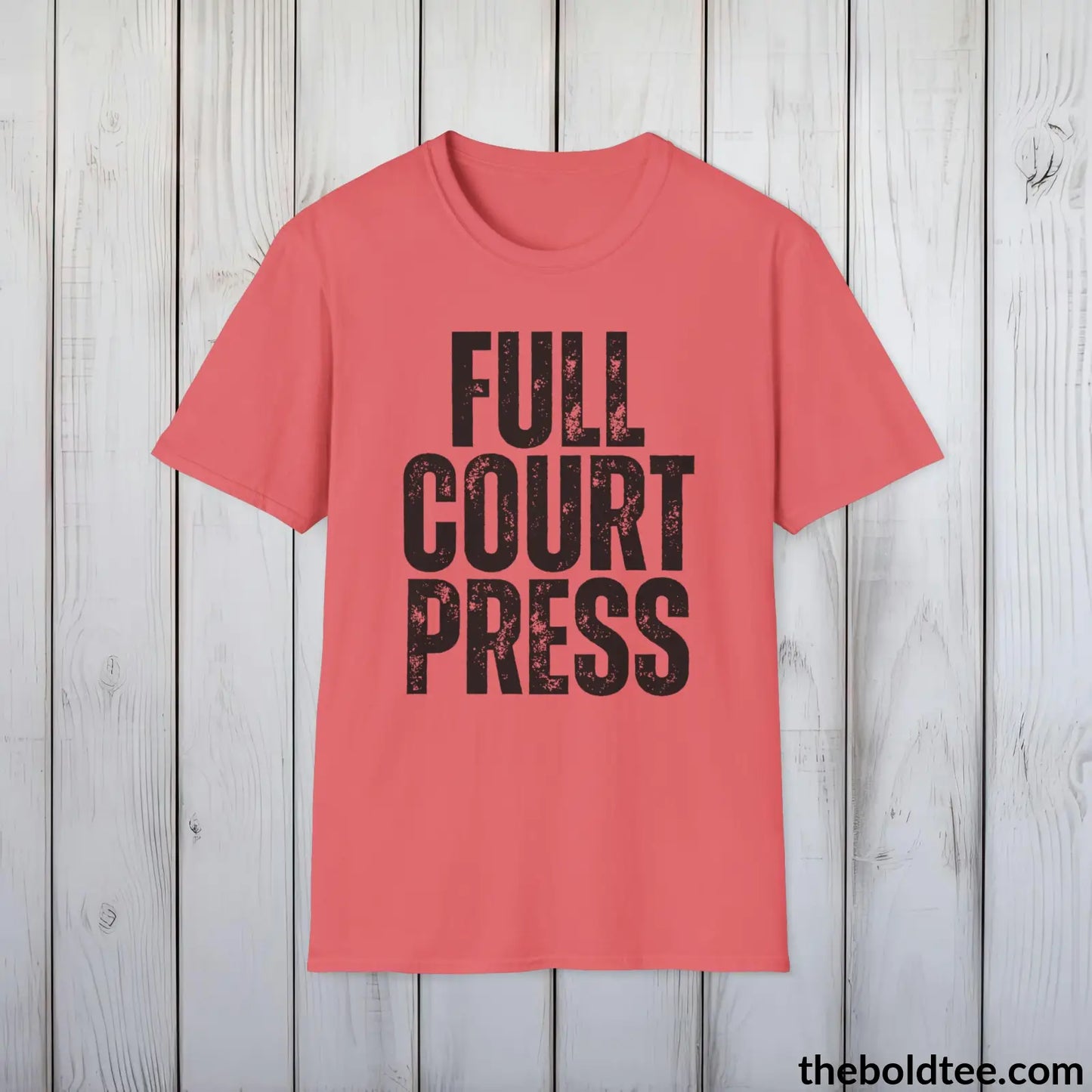 FULL COURT PRESS Basketball Tee - Sustainable & Soft Cotton Crewneck Unisex T-Shirt - 9 Bold Colors