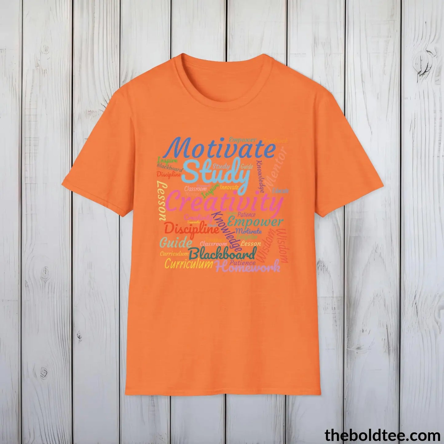 T-Shirt Heather Orange / S Teacher Word Art T-Shirt - Educator Classroom Creativity Vocabulary Unisex Tee - Pure Cotton Comfort Shirt Gift - 8 Stylish Trendy Colors