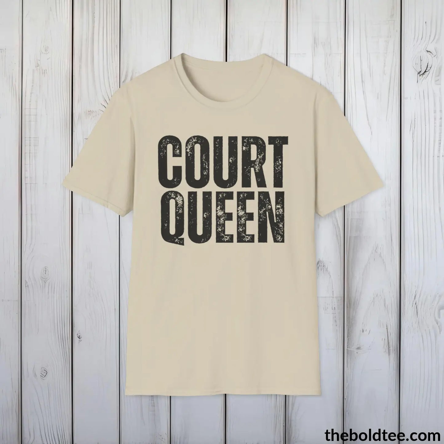 COURT QUEEN Basketball Tee - Sustainable & Soft Cotton Crewneck Unisex T-Shirt - 9 Bold Colors