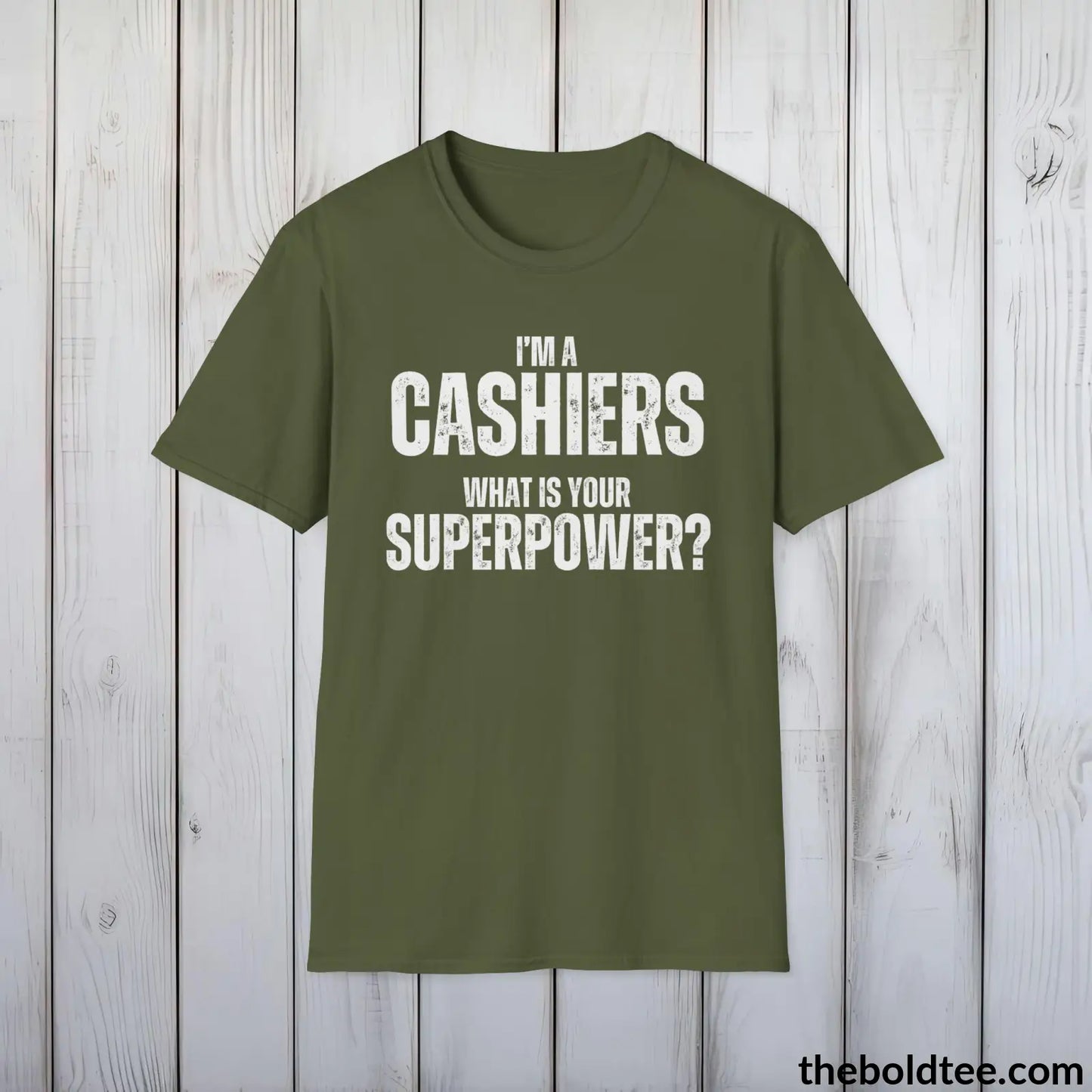 CASHIER Superpower Tee - Casual, Sustainable & Soft Cotton Crewneck Unisex T-Shirt - in 9 Bold Colors