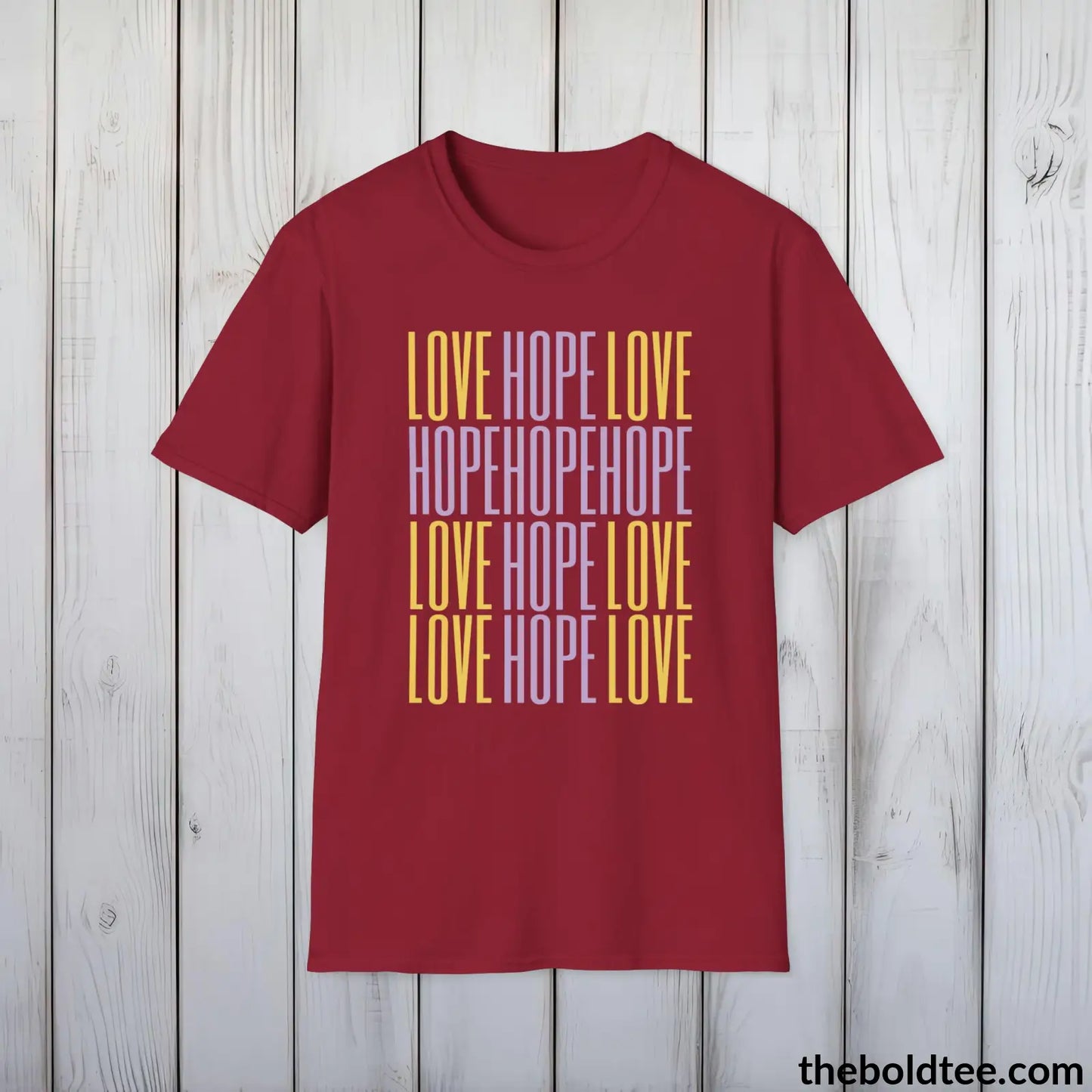 Christian Cross of Love & Hope T-Shirt - Inspirational Soft Casual Cotton Crewneck Tee - Graceful Gift for Friends and Family - 8 Colors