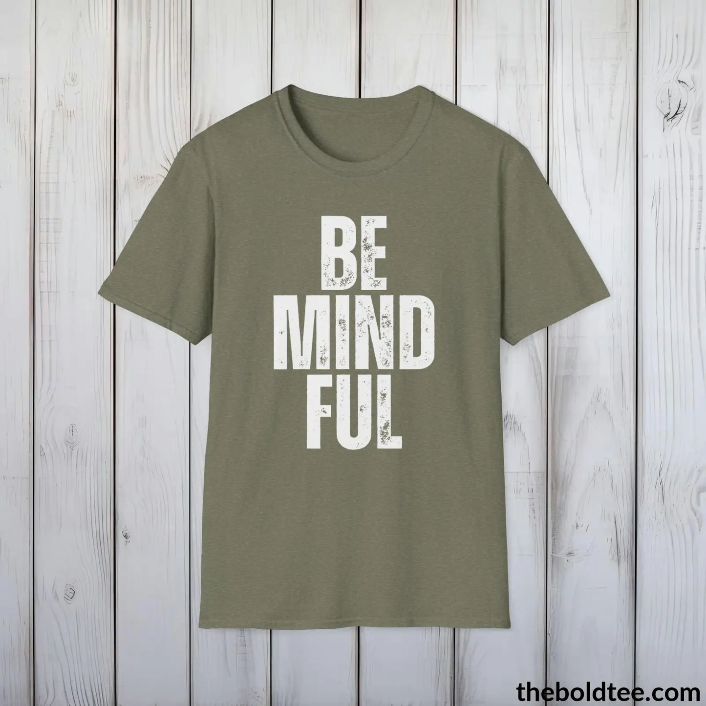 BE MINDFUL Tee - Casual, Sustainable & Soft Cotton Crewneck Unisex T-Shirt - 9 Bold Colors