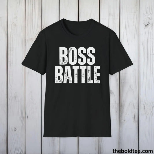 BOSS BATTLE Gamer Tee - Sustainable & Soft Cotton Crewneck Unisex T-Shirt - 9 Bold Colors