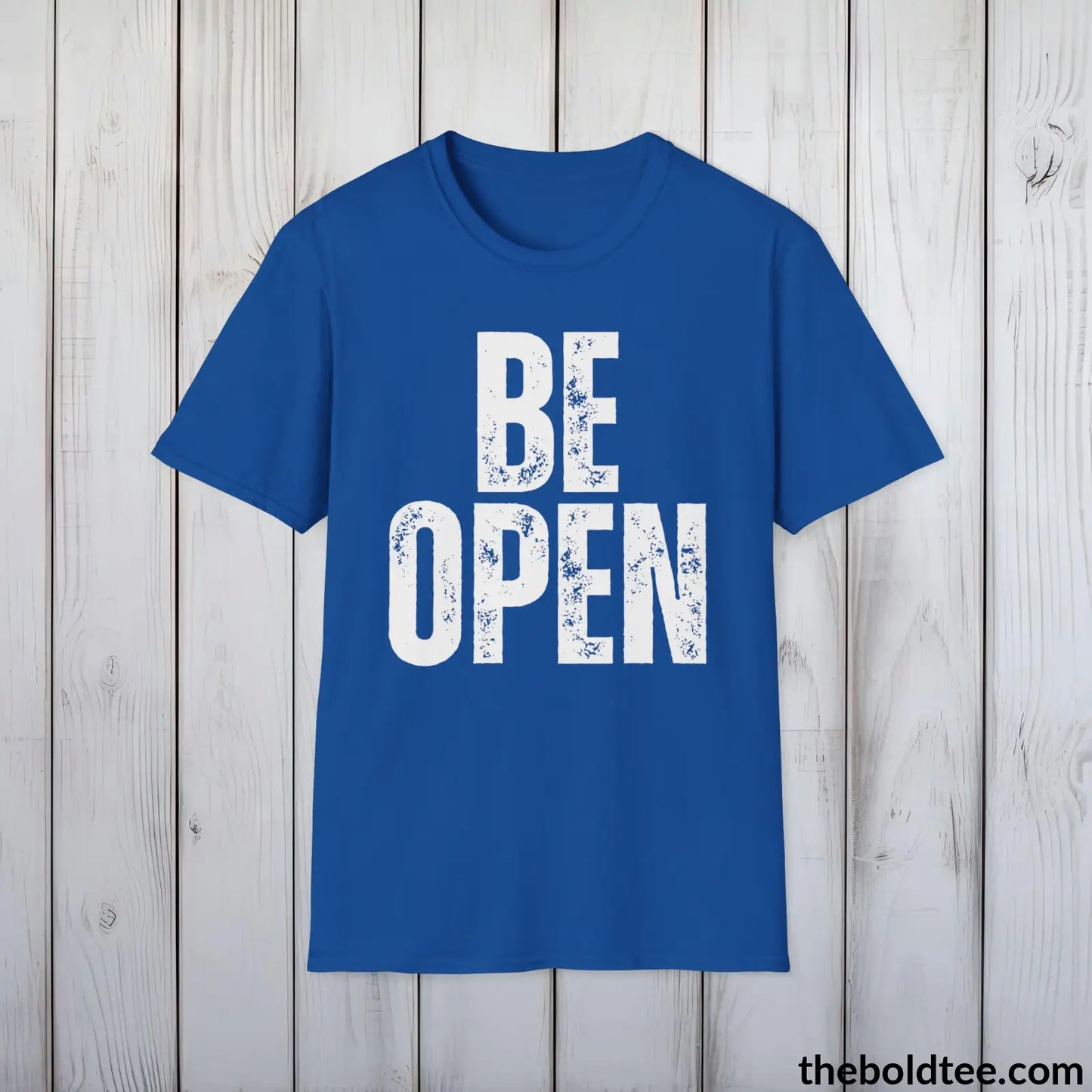 BE OPEN Tee - Casual, Sustainable & Soft Cotton Crewneck Unisex T-Shirt - 9 Bold Colors