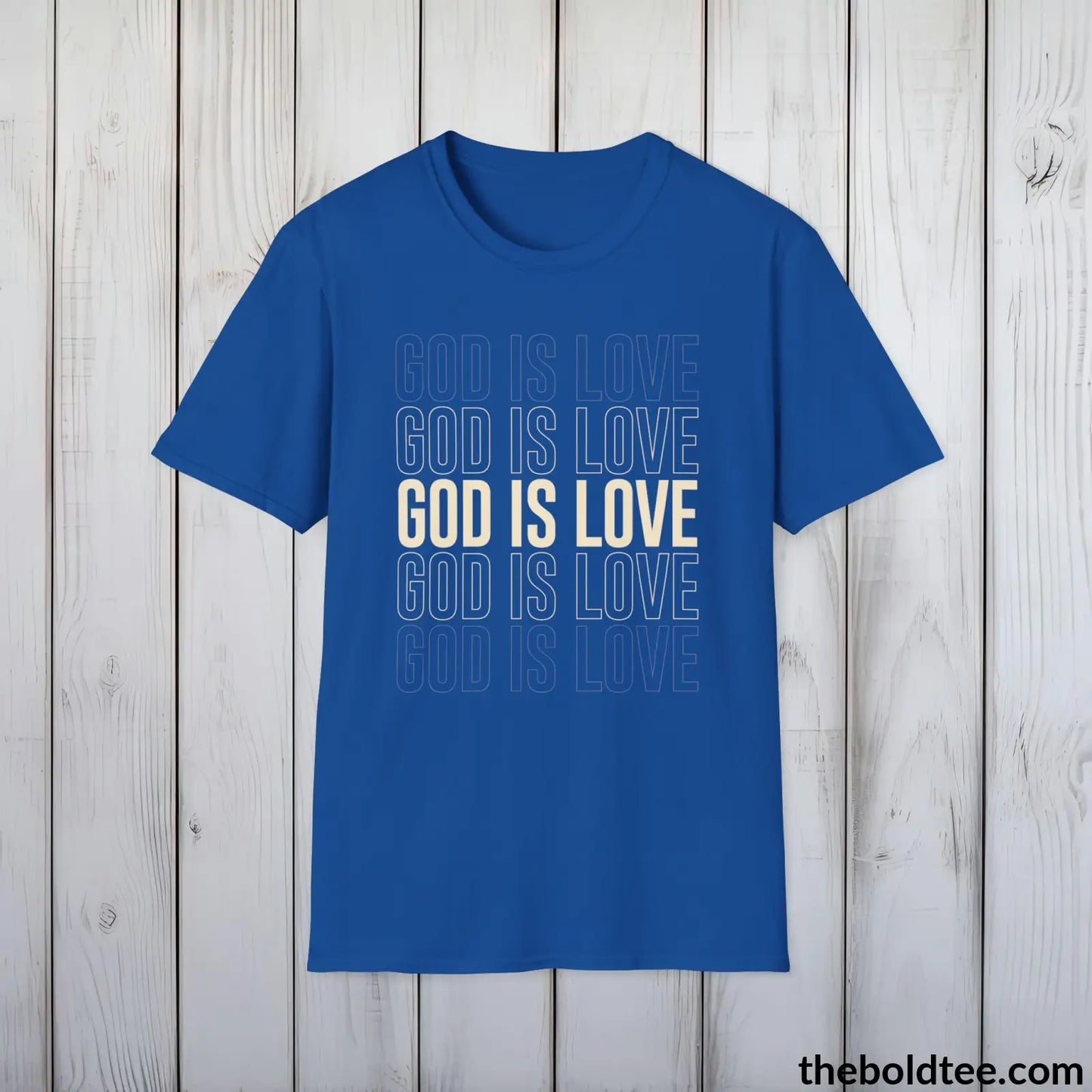 God Is Love Christian T-Shirt - Inspirational, Casual Soft Cotton Crewneck Tee - Graceful Church Gift for Friends and Family - 8 Colors