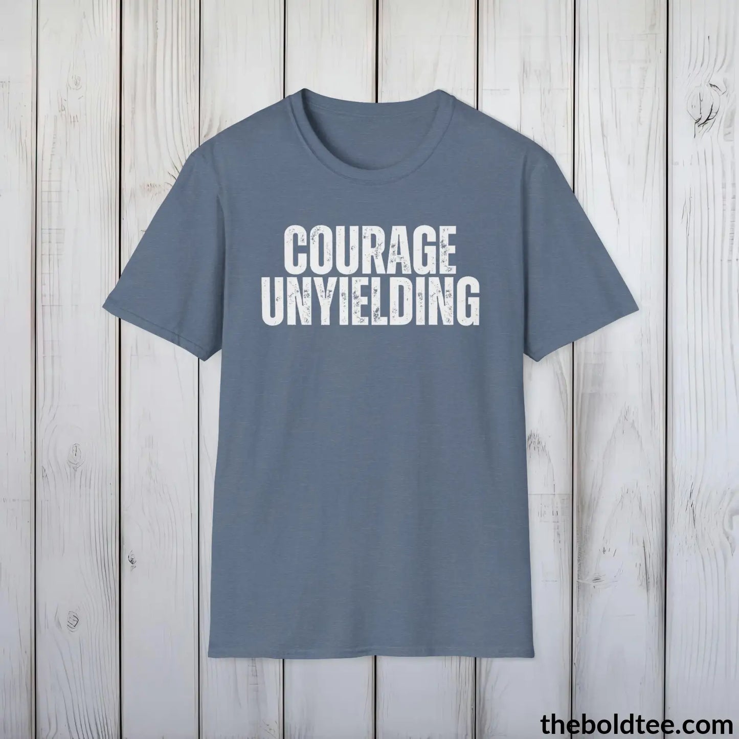 COURAGE UNYIELDING Military Tee - Strong & Versatile Cotton Crewneck T-Shirt - 9 Bold Colors