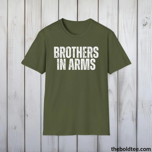 BROTHERS IN ARMS Military Tee - Strong & Versatile Cotton Crewneck T-Shirt - 9 Bold Colors