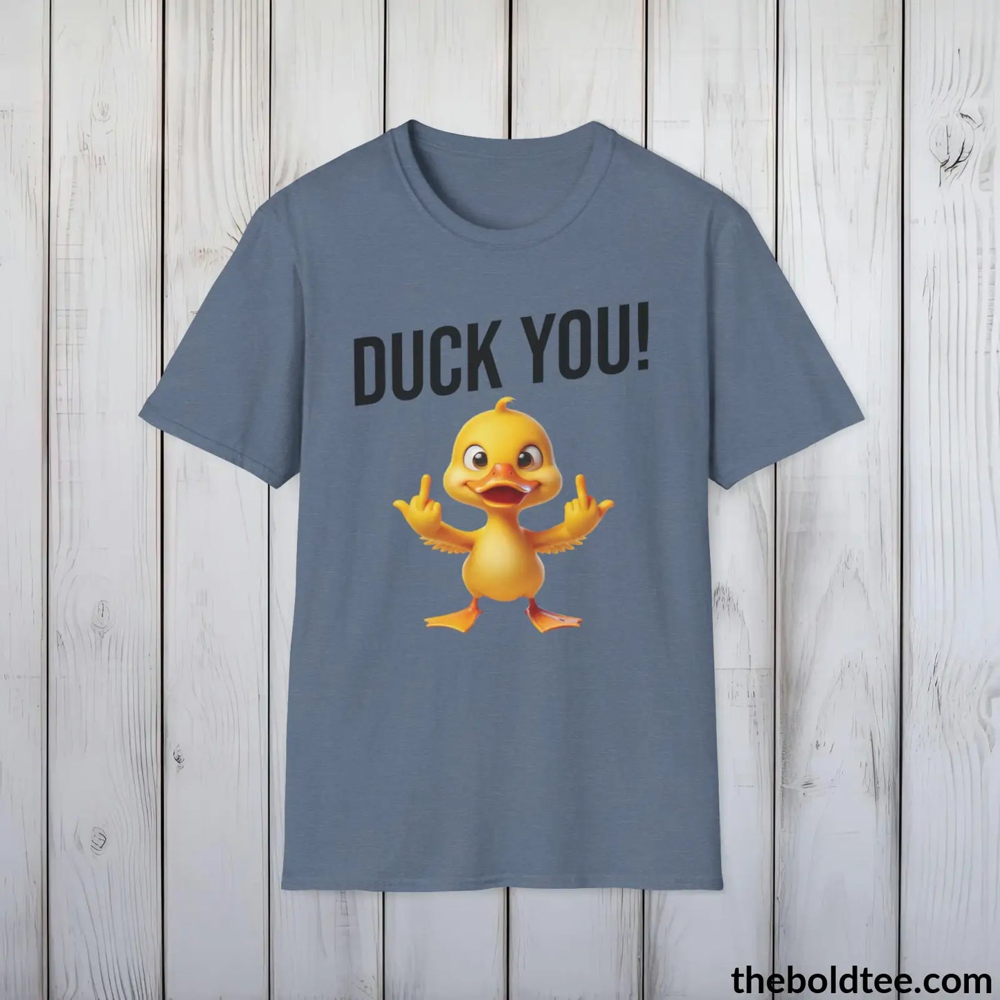 Cheeky Duck Humor Crewneck T-Shirt - Sassy, Sustainable & Soft Cotton Crewneck Tee - Funny Gift for Friends and Family - 8 Light Colors