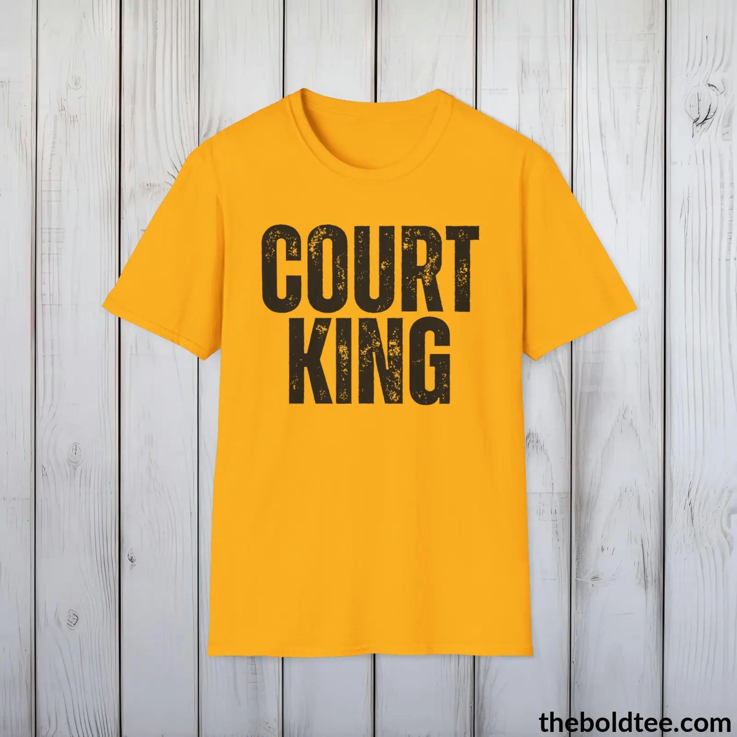 COURT KING Basketball Tee - Sustainable & Soft Cotton Crewneck Unisex T-Shirt - 9 Bold Colors