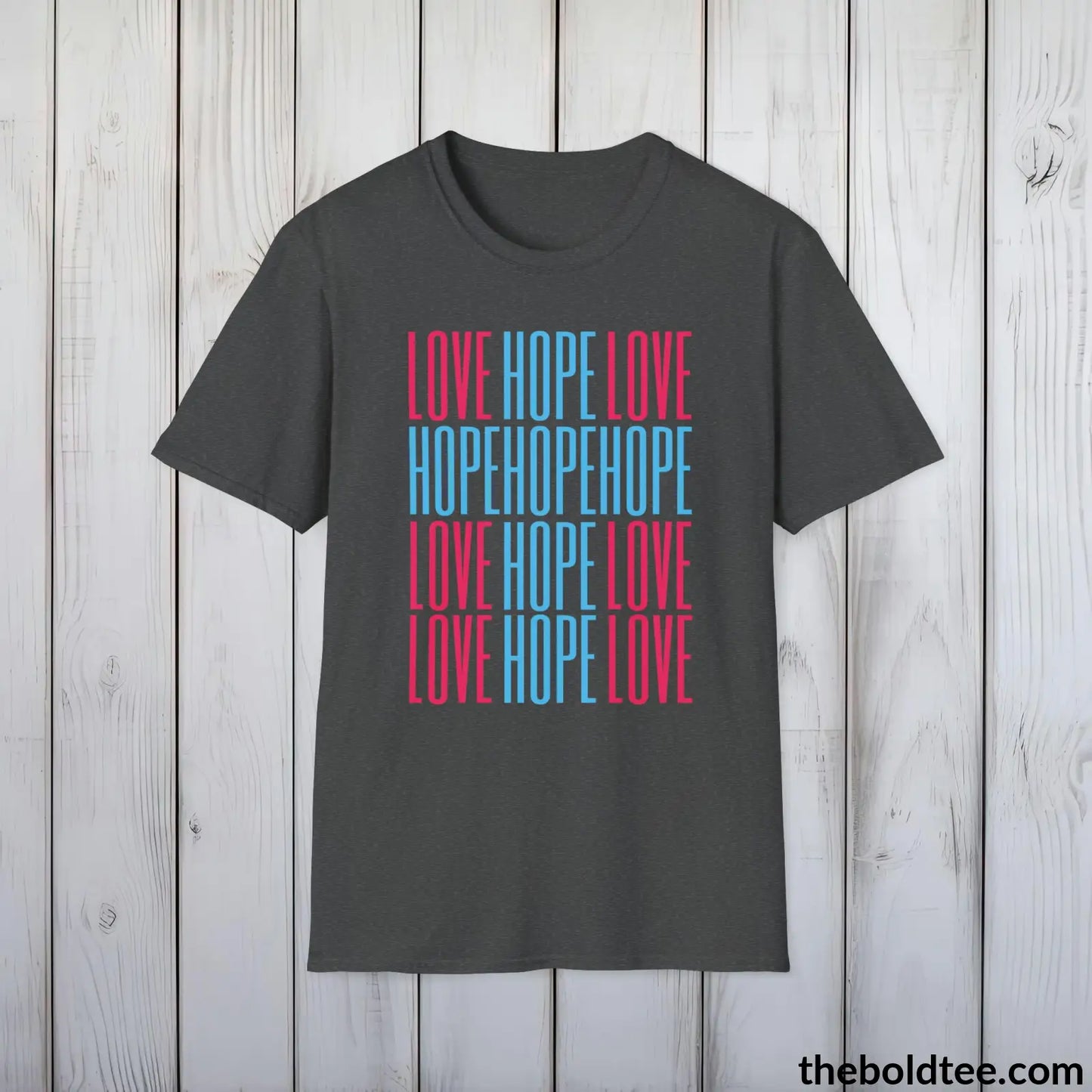 Christian Cross of Love & Hope T-Shirt - Inspirational Soft Casual Cotton Crewneck Tee - Graceful Gift for Friends and Family - 8 Colors