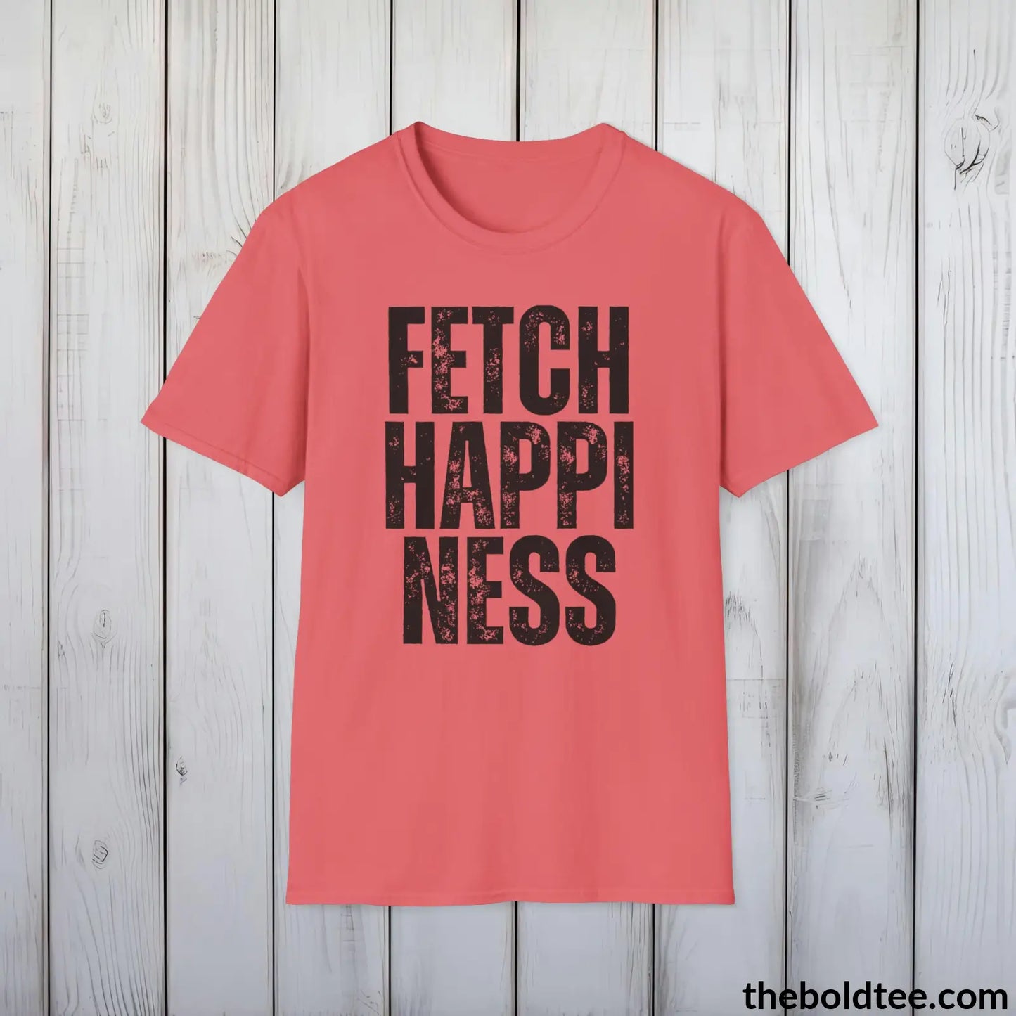 FETCH HAPPINESS Tee - Sustainable & Soft Cotton Crewneck Unisex T-Shirt - 9 Bold Colors