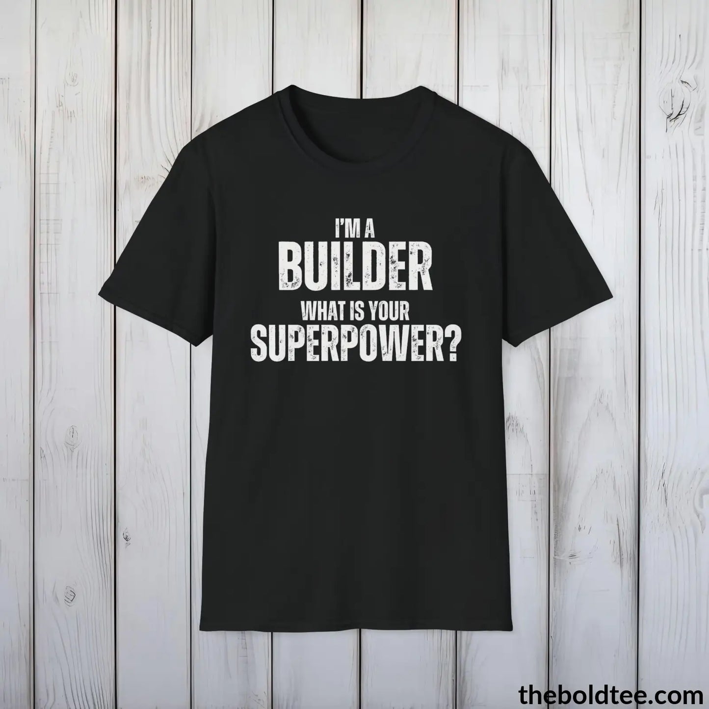 BUILDER Superpower Tee - Casual, Sustainable & Soft Cotton Crewneck Unisex T-Shirt - in 9 Bold Colors