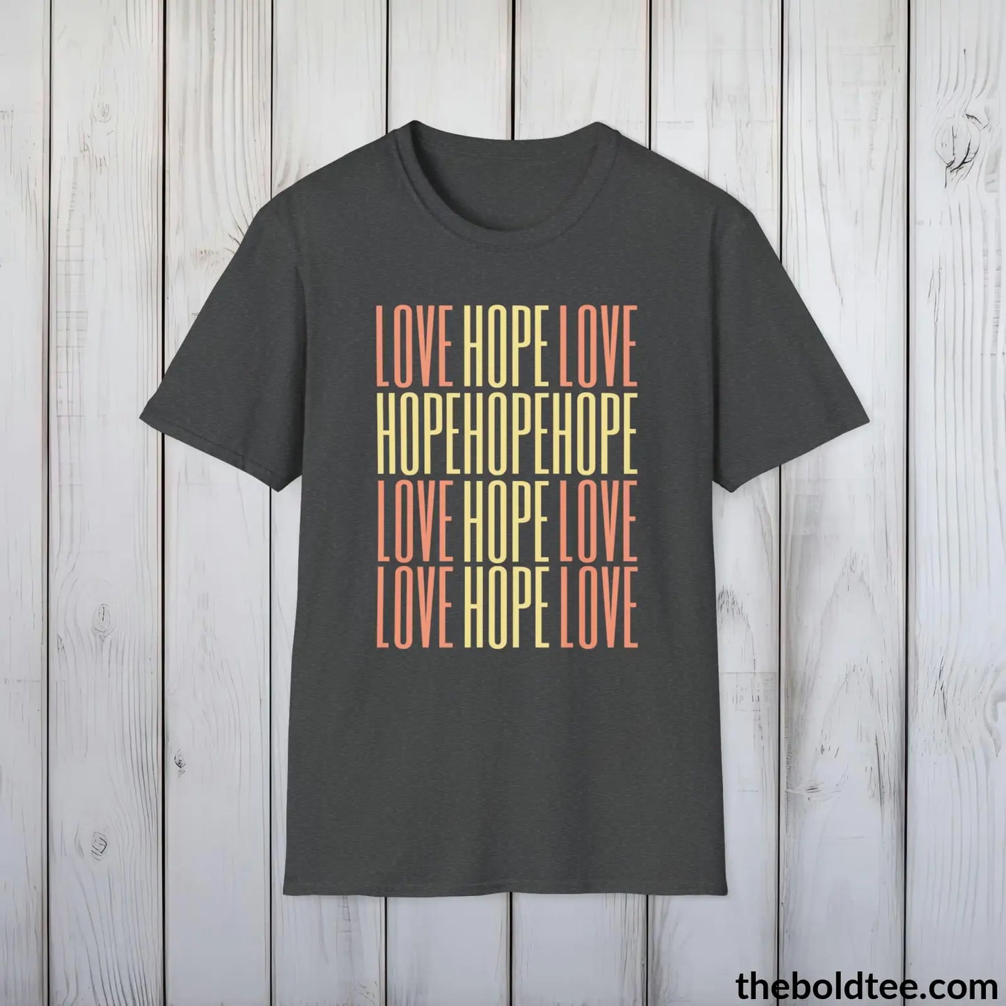 Christian Cross of Love & Hope T-Shirt - Inspirational Soft Casual Cotton Crewneck Tee - Graceful Gift for Friends and Family - 8 Colors