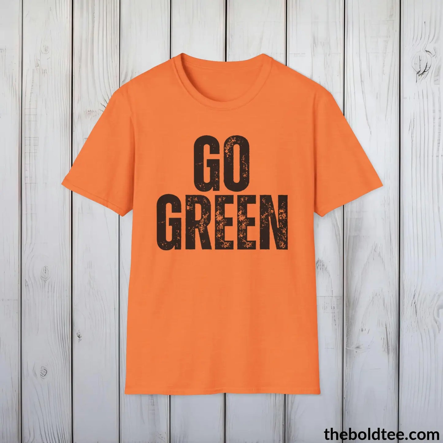 GO GREEN Tee - Casual, Sustainable & Soft Cotton Crewneck Unisex T-Shirt - 9 Bold Colors