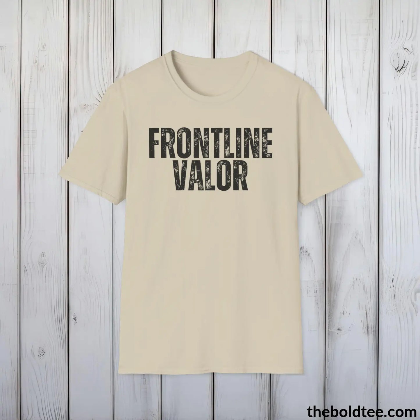 FRONTLINE VALOR Military Tee - Strong & Versatile Cotton Crewneck T-Shirt - 9 Bold Colors