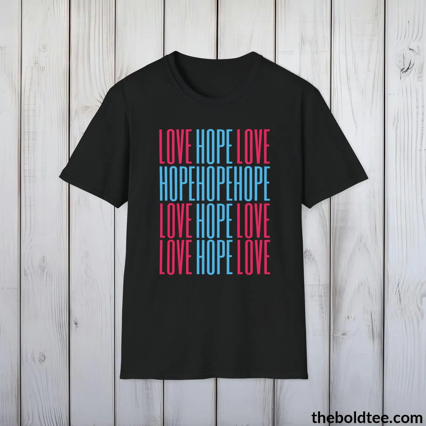 Christian Cross of Love & Hope T-Shirt - Inspirational Soft Casual Cotton Crewneck Tee - Graceful Gift for Friends and Family - 8 Colors