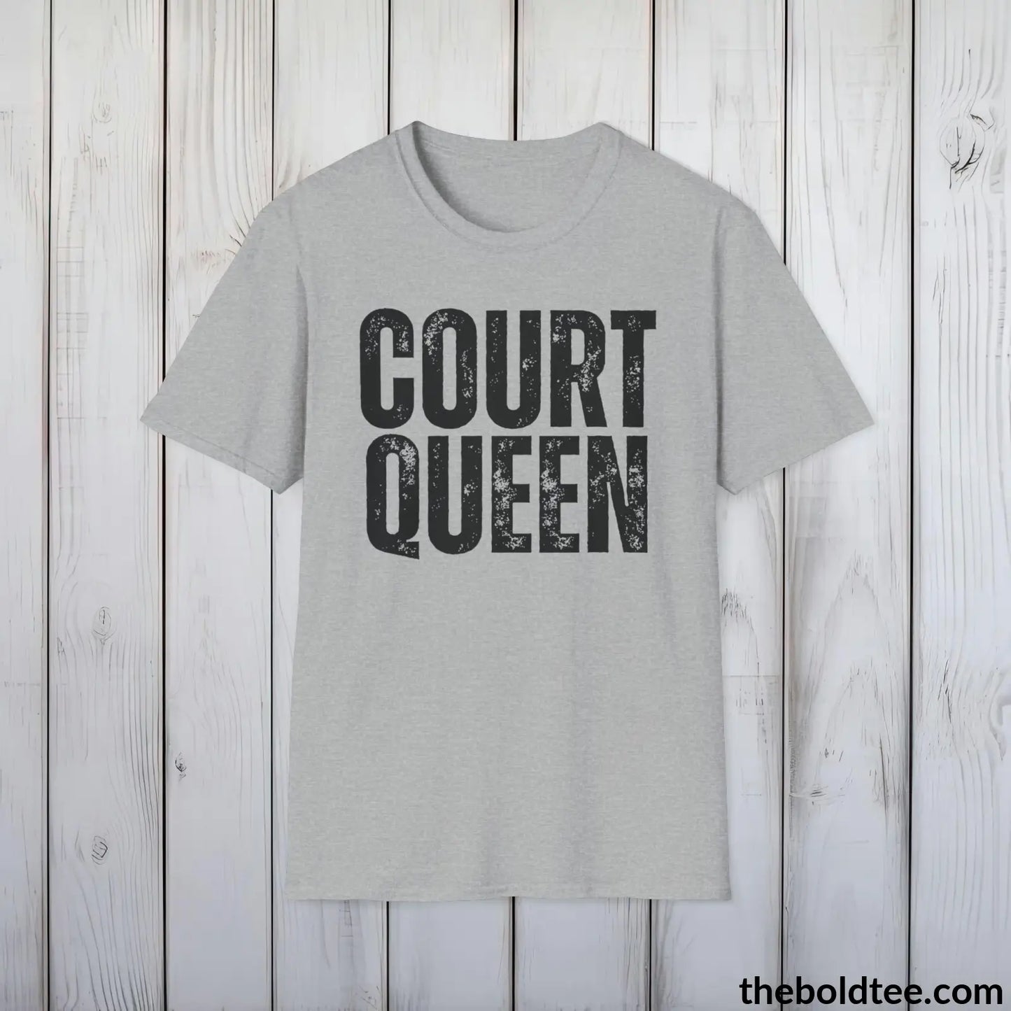 COURT QUEEN Basketball Tee - Sustainable & Soft Cotton Crewneck Unisex T-Shirt - 9 Bold Colors