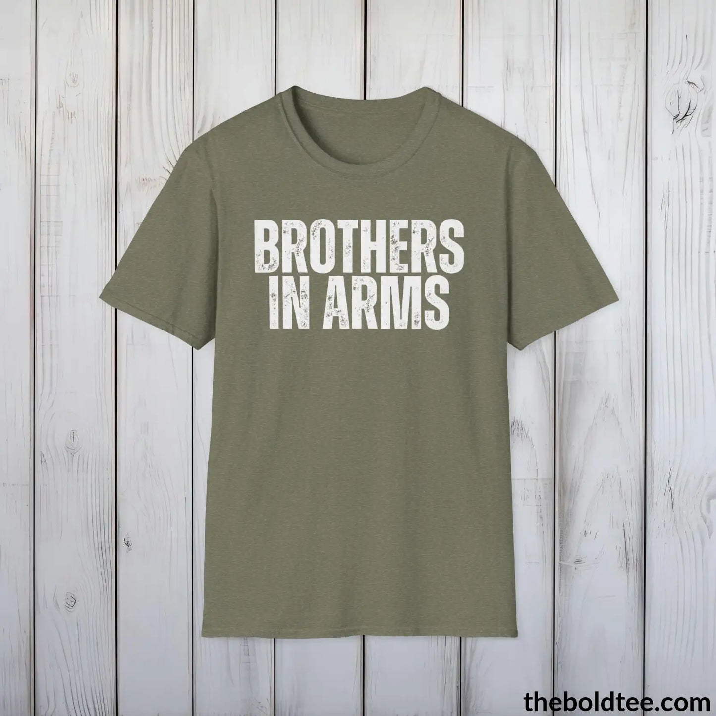 BROTHERS IN ARMS Military Tee - Strong & Versatile Cotton Crewneck T-Shirt - 9 Bold Colors